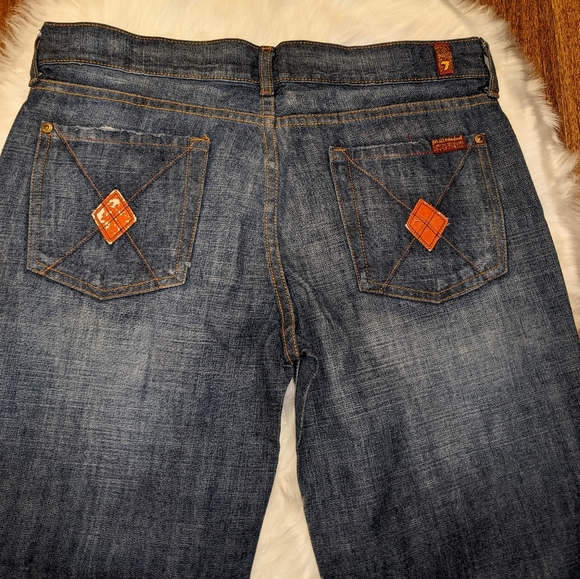7 For All Mankind Jeans Women's 30 Blue Dojo Flare Stretch Denim Inseam 32 $168 - Picture 8 of 13